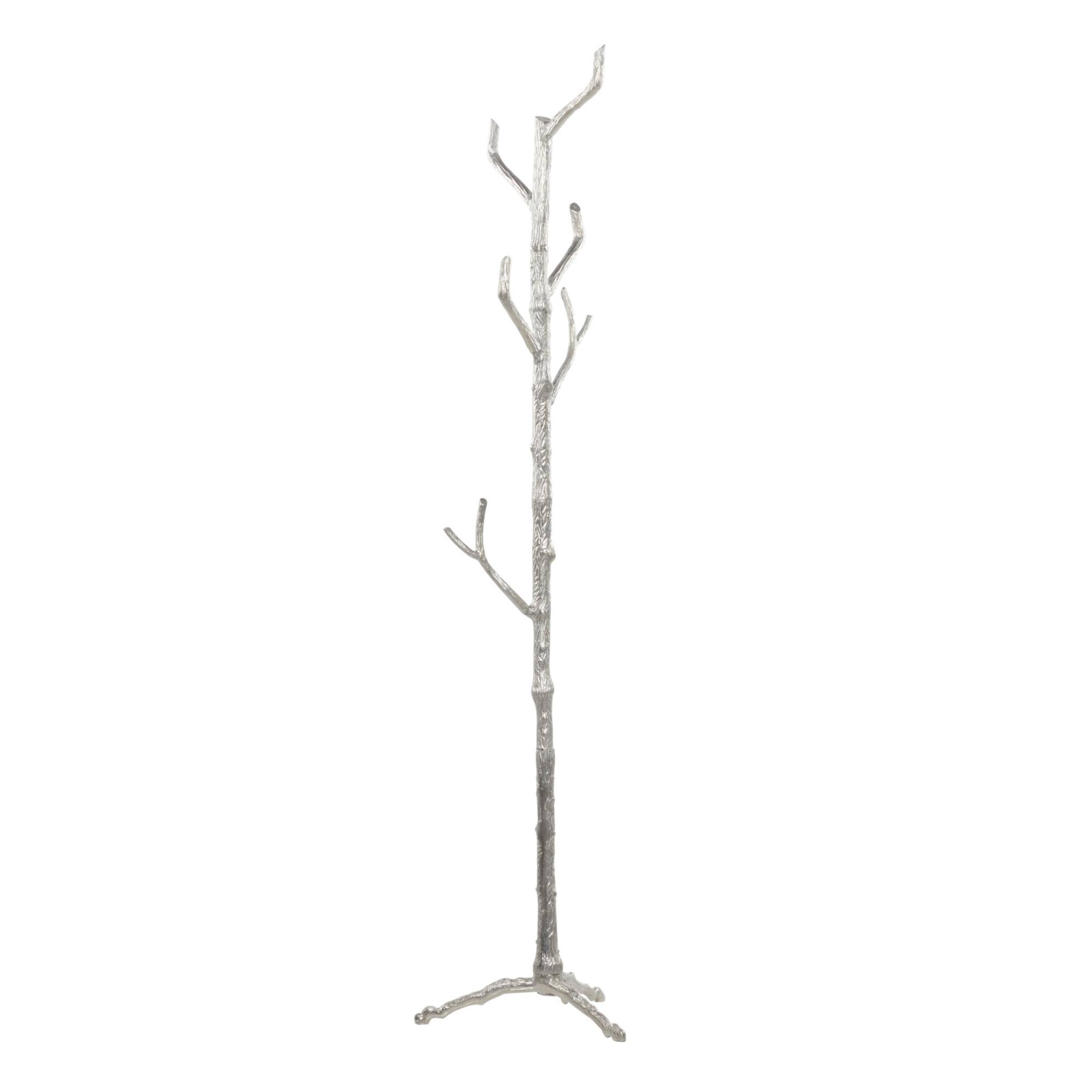 Silver Aluminum Eclectic Coat Rack, 71" x 17" x 17"